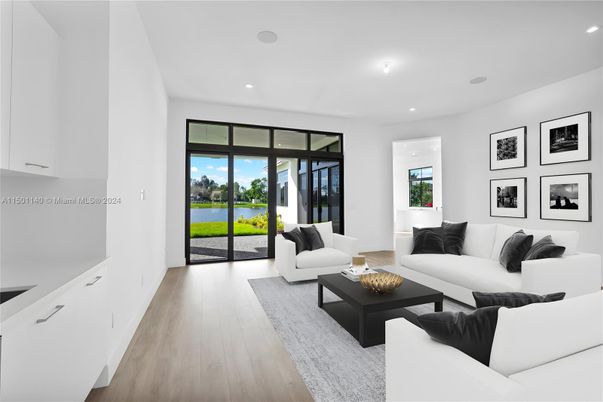 Interior, Living room, Recessed Lighting, Water, Wood Texture Flooring