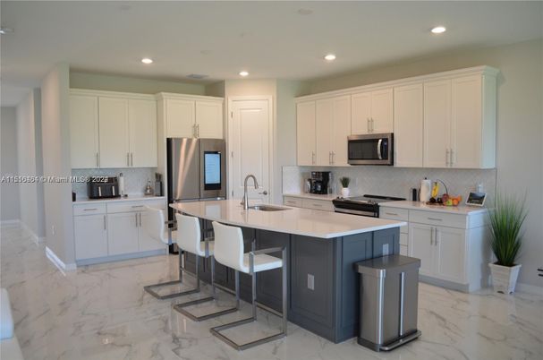 Interior, Kitchen, Marble, Recessed Lighting, Stainless Steel Appliances