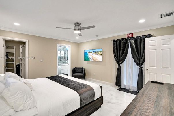 Bedroom, Interior, Marble, Recessed Lighting