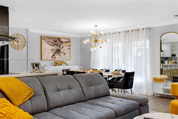 Dining room, Interior, Living room, Pendant Lights, Wood Texture Flooring
