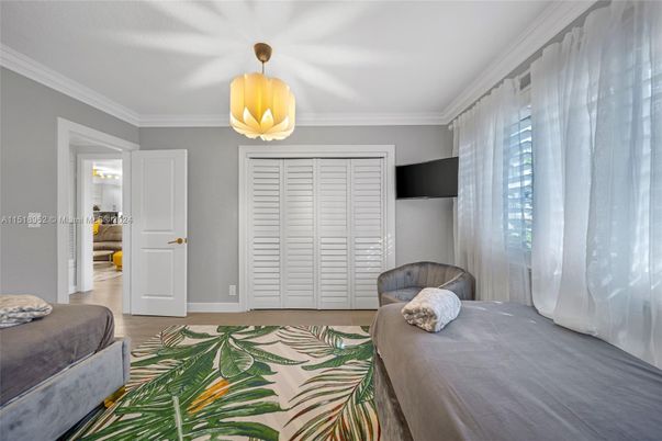 Bedroom, Interior, Pendant Lights, Wood Texture Flooring