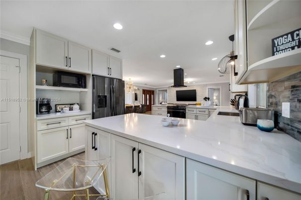 Interior, Kitchen, Recessed Lighting, Wood Texture Flooring