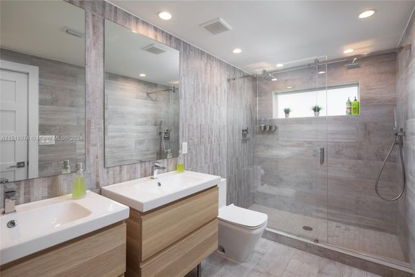 Bathroom, Glass Shower, Interior, Recessed Lighting
