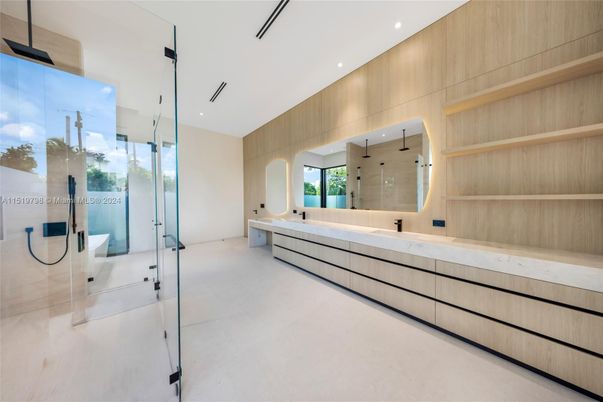 Bathroom, Glass Shower, Interior, Recessed Lighting