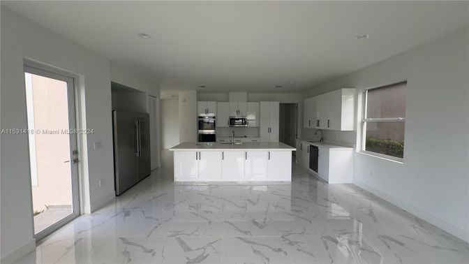 Interior, Kitchen, Marble, Recessed Lighting, Stainless Steel Appliances