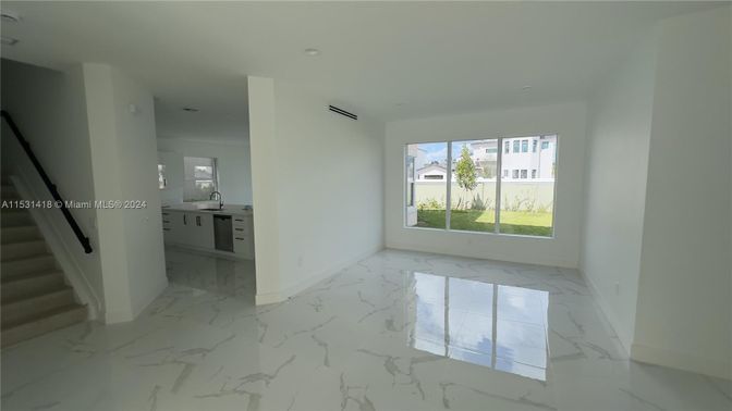 Empty room, Interior, Kitchen, Marble, Recessed Lighting
