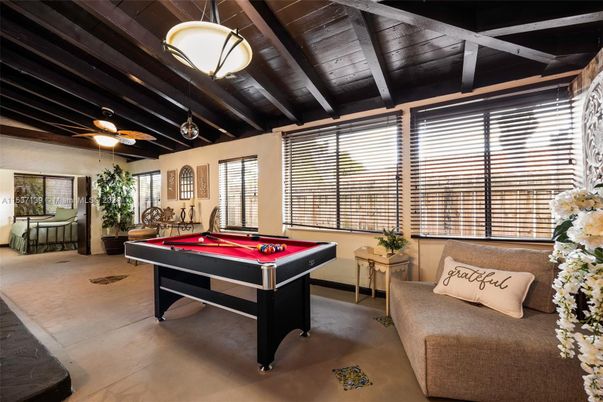 Billiard Table, Game Room, Interior, Wooden Ceilings