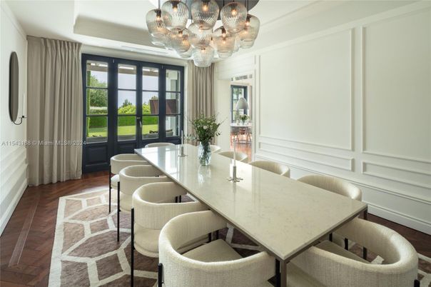 Chandelier, Dining room, Interior, Wood Texture Flooring
