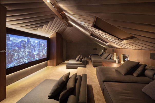 Interior, Projection Screen, Theatre Room, Wooden Walls
