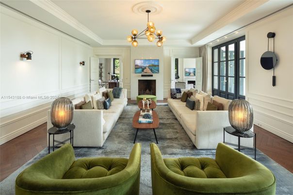 Fireplace, Interior, Living room, Pendant Lights, Wood Texture Flooring