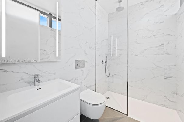 Bathroom, Glass Shower, Interior, Marble Walls