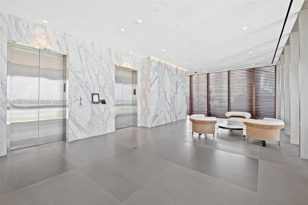 Elevator, Interior, Marble Walls, Recessed Lighting