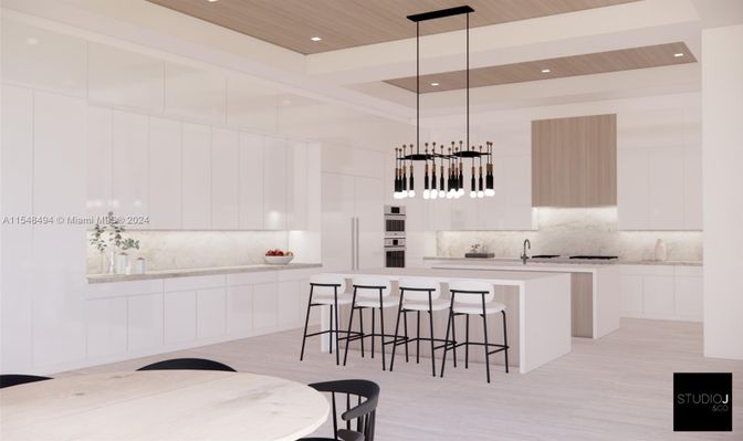 Interior, Kitchen, Pendant Lights, Recessed Lighting, Stainless Steel Appliances, Wooden Ceilings