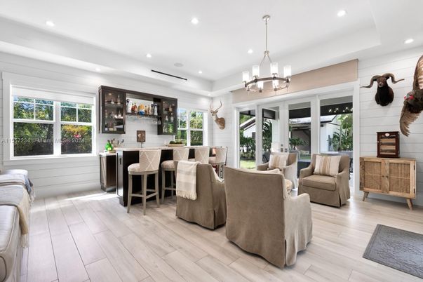 Chandelier, Interior, Living room, Recessed Lighting, Wood Texture Flooring