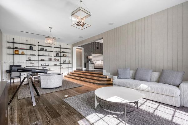 Interior, Living room, Pendant Lights, Wood Texture Flooring