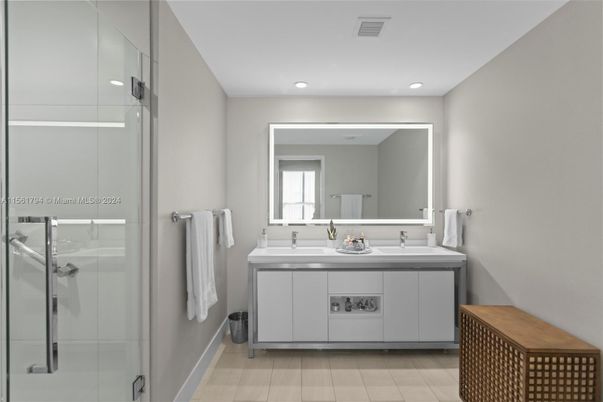 Bathroom, Glass Shower, Interior, Recessed Lighting