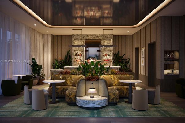 Interior, Living room, Pendant Lights, Recessed Lighting, Stone Walls, Wood Texture Flooring