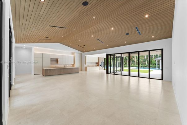 Empty room, Interior, Recessed Lighting, Wooden Ceilings