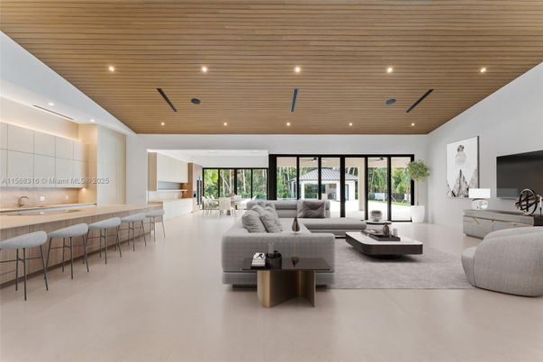 Interior, Living room, Recessed Lighting, Wooden Ceilings