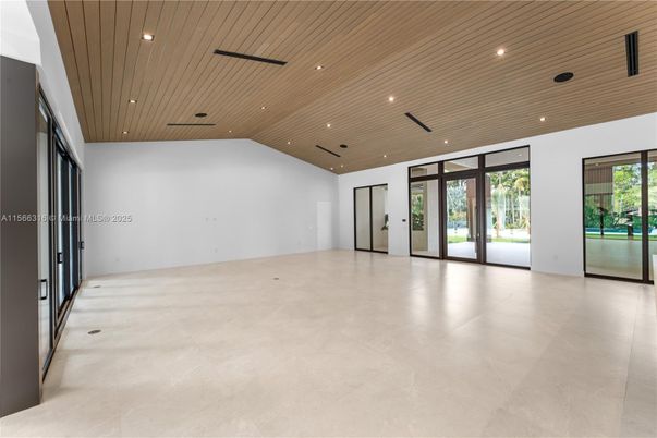 Empty room, Interior, Recessed Lighting, Wooden Ceilings