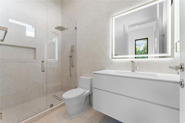 Bathroom, Glass Shower, Interior, Recessed Lighting