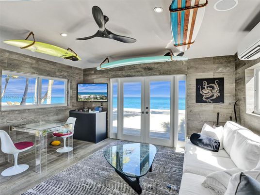 Home Office, Interior, Living room, Recessed Lighting, Stone Walls, Wood Texture Flooring