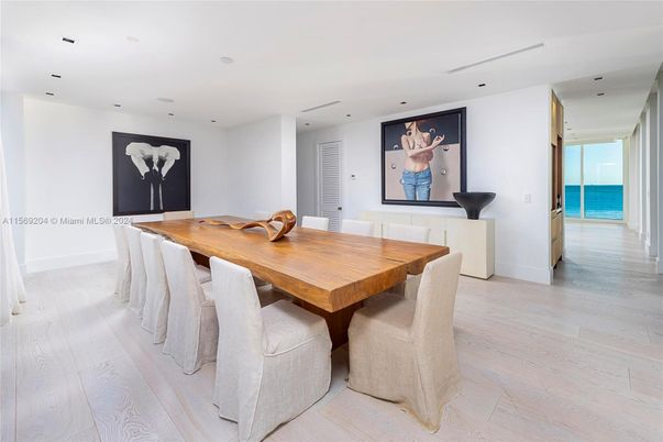 Dining room, Interior, Recessed Lighting, Water, Wood Texture Flooring