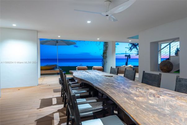 Dining room, Interior, Recessed Lighting, Water, Wood Texture Flooring