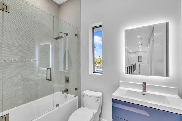 Bathroom, Glass Shower, Interior, Recessed Lighting