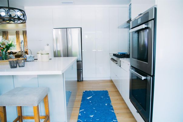 Interior, Kitchen, Stainless Steel Appliances, Wood Texture Flooring