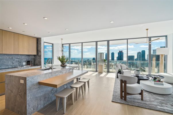 Interior, Kitchen, Pendant Lights, Recessed Lighting, Water, Wood Texture Flooring