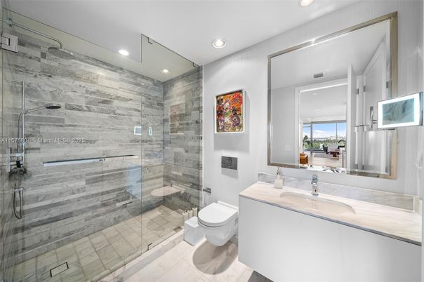 Bathroom, Glass Shower, Interior, Recessed Lighting