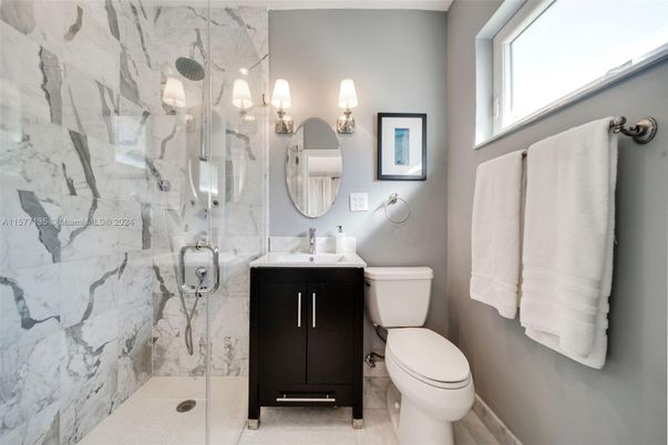Bathroom, Glass Shower, Interior, Marble Walls