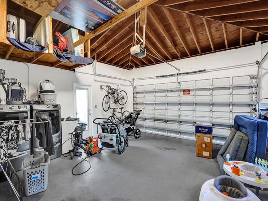 Garage, Interior, Washer, Wooden Beams, Wooden Ceilings