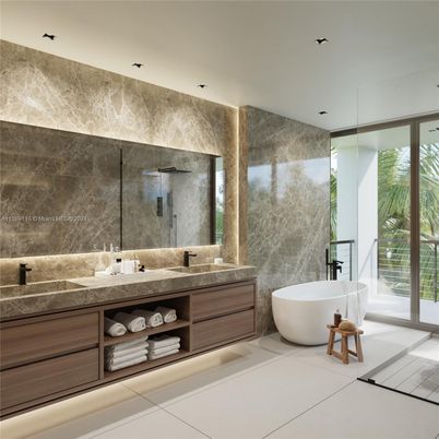 Bathroom, Dual Sink Vanities, Free Standing Baths, Interior, Recessed Lighting