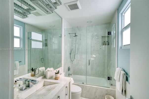 Bathroom, Glass Shower, Interior, Marble Walls