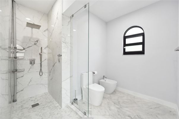 Bathroom, Glass Shower, Interior, Marble, Marble Walls