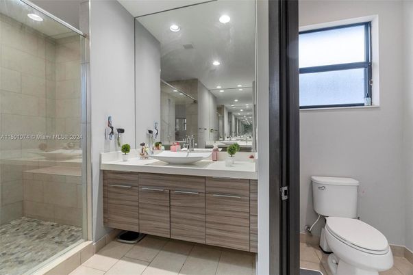 Bathroom, Dual Sink Vanities, Glass Shower, Interior, Recessed Lighting