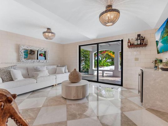 Chandelier, Interior, Living room, Stone Walls