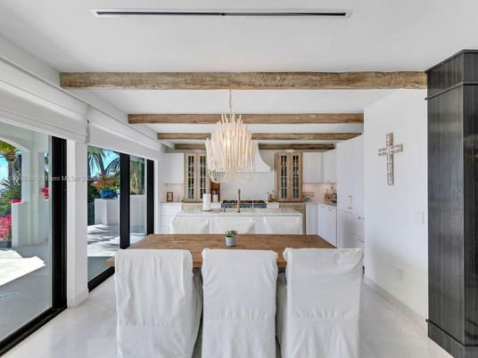 Chandelier, Dining room, Interior, Kitchen, Wooden Beams