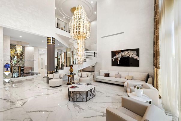 Chandelier, Interior, Living room, Marble, Recessed Lighting