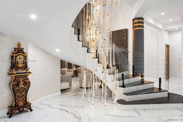Chandelier, Interior, Marble, Recessed Lighting