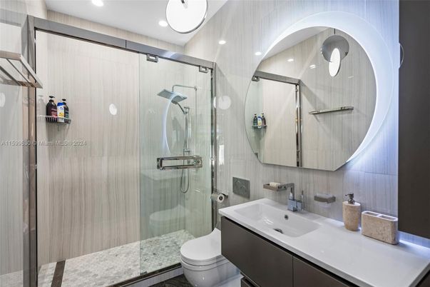 Bathroom, Glass Shower, Interior, Recessed Lighting