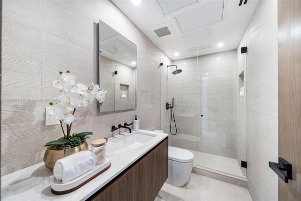 Bathroom, Glass Shower, Interior, Recessed Lighting