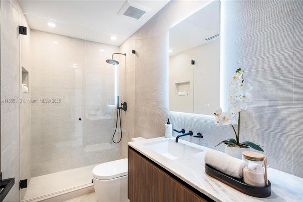 Bathroom, Glass Shower, Interior, Recessed Lighting