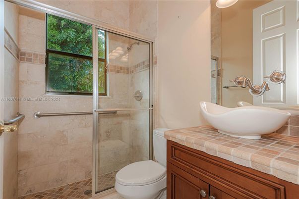 Bathroom, Glass Shower, Interior, Tile Countertops