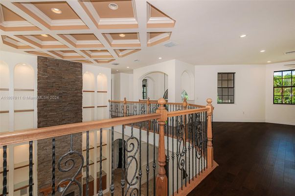 Interior, Recessed Lighting, Stone Walls, Wood Texture Flooring