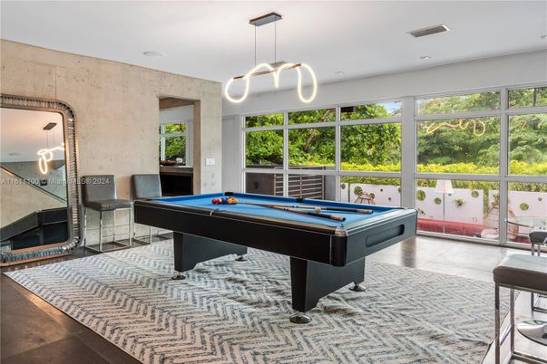 Billiard Table, Fireplace, Game Room, Interior, Pendant Lights, Recessed Lighting