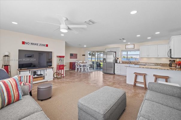 Dining room, Interior, Kitchen, Living room, Recessed Lighting, Stainless Steel Appliances