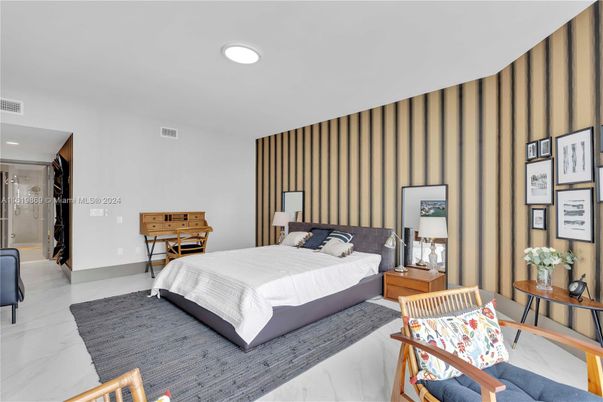 Bedroom, Interior, Marble, Recessed Lighting